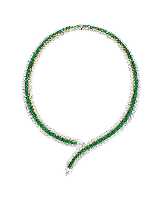 海瑞溫斯頓The Incredibles系列祖母綠鑽石項鍊。（Harry Winston提供）