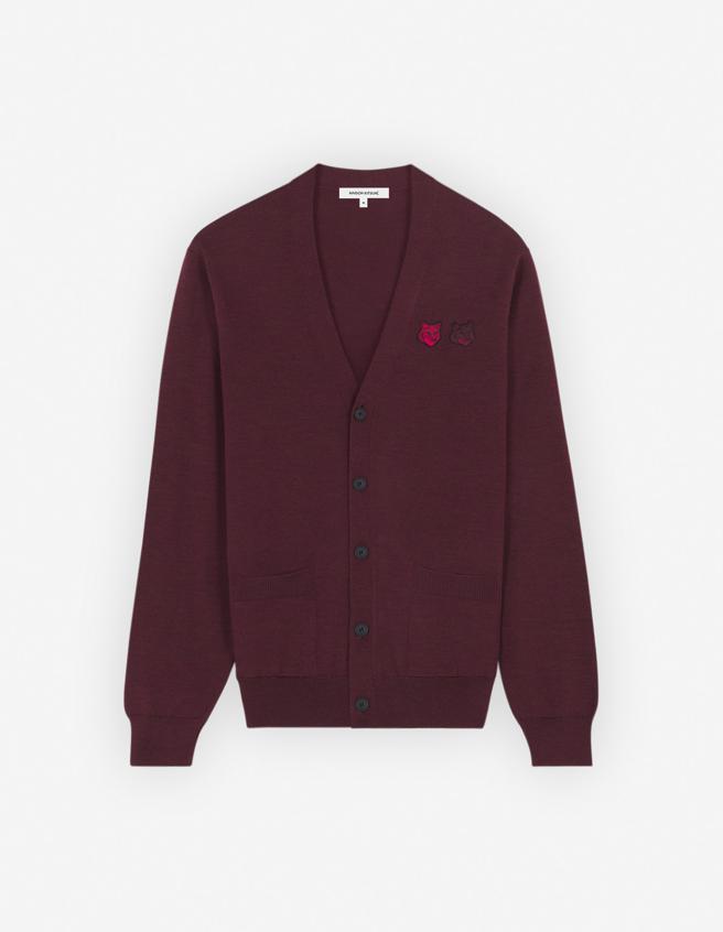 Maison Kitsuné台中门市限定，勃根地红双狐狸头经典开襟针织衫，1万1800元。（Maison Kitsuné提供）
