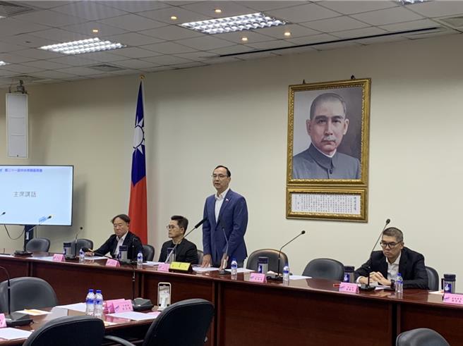 国民党主席朱立伦今在中常会上发表谈话。（张薷摄）