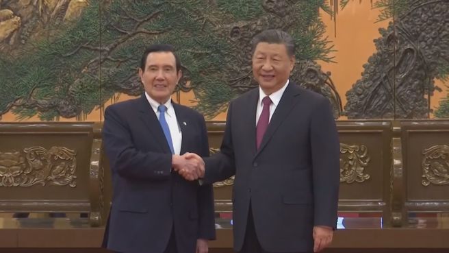 中共总书记习近平10日下午会见台湾前总统马英九。（图／中天新闻网提供）