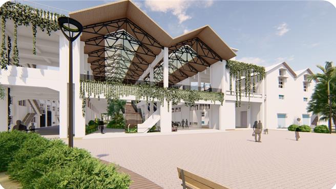 嘉義市政府活化舊嘉義菸葉廠計畫初步的摸擬示意圖之一。（嘉義市文化局提供／廖素慧嘉市傳真）