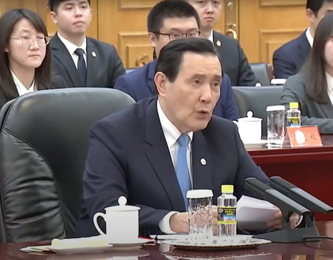 前总统马英九（见图）10日在北京人民大会堂与中国大陆国家主席习近平会面并发表谈话。（摘自央视新闻联播）