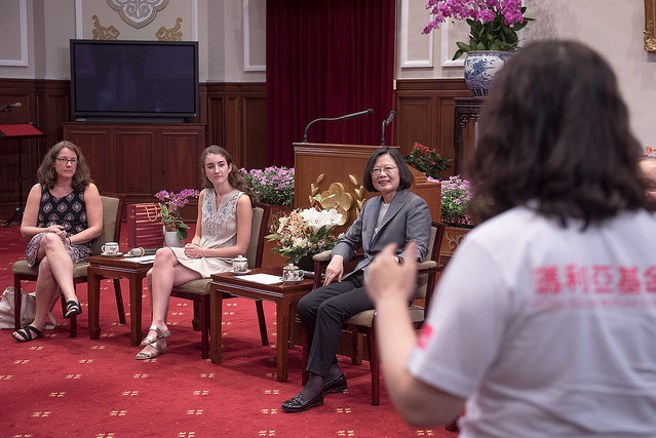 蔡英文總統接見非洲蚊帳大使凱瑟琳．科邁爾（Katherine Commale）。（圖／總統府提供）