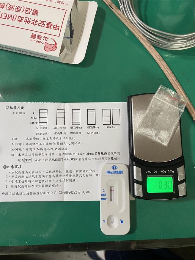 警方查扣到海洛因、吸食器等證物。（翻攝照片／林郁平台北傳真）
