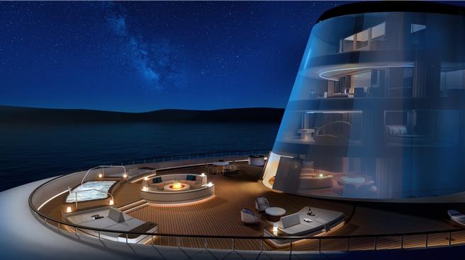  船上的总统套房Funnel 套房，涵盖了四层楼的豪华空间，提供极致奢华的海上体验。（私享旅游提供／吴娮翎台北传真）