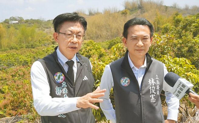 立委郭國文（左）投入民進黨南市黨部主委選舉呼聲高，他近期與立委林俊憲（右）頻繁「合體」亮相。（郭國文服務處提供／曹婷婷台南傳真）