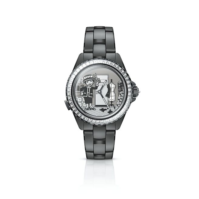 香奈兒J12 Couture Workshop Automaton Caliber 6腕表，香奈兒女士會靈活舞動，十分可愛，限量100只，779萬4000元。（CHANEL提供）