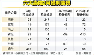 股匯助攻 六大壽險 獲利八個月新高