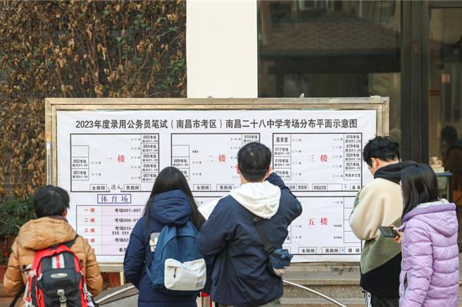 图为大陆2023年度国考公共科目笔试开考场景。（摘自中新社）