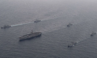 航母罗斯福号领军！美日韩海军东海联演 力阻飞弹及水下威胁