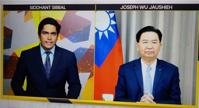 外交部长吴钊燮12日接受印度「寰宇一家」（WION）新闻台专访。（外交部提供）