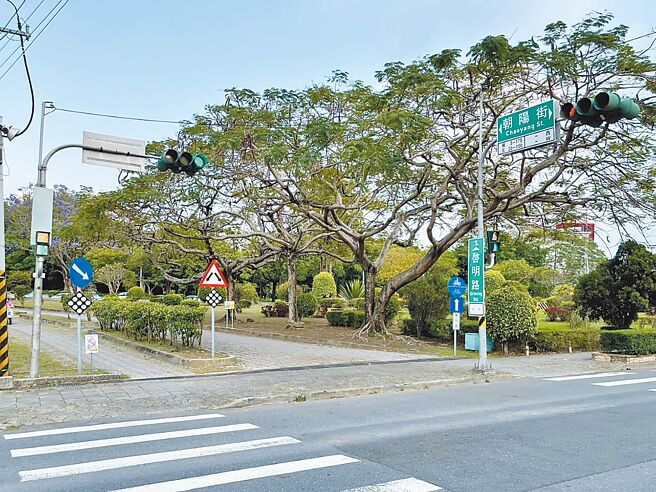 嘉义市政府在交通流量大的路口新设置「小绿人」，以利行人判读是否能安全通过马路。（嘉义市政府提供／廖素慧嘉市传真）