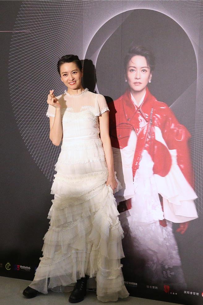 梁詠琪13日出席演唱會慶功記者會。（杜宜諳攝）