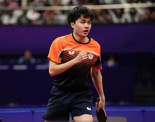 林昀儒參加2024 ITTF桌球單打世界盃，分組預賽首場過關。（資料照／中華奧會提供）