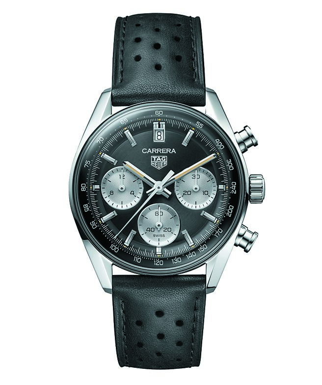 泰格豪雅Carrera Glassbox拱形计时腕表黑面款，21万2000元。（TAG Heuer提供）