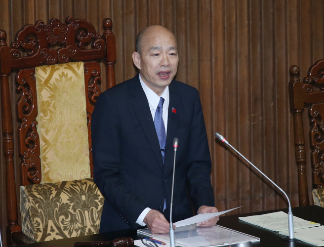 针对立法院12日表决年改修法復议案争议，院长韩国瑜在16日院会中说明处理方式。（姚志平摄）