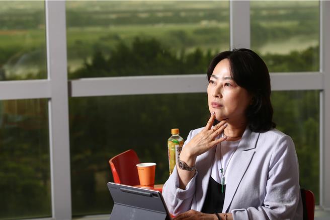 申女貞來台參加文策院活動。（鄧博仁攝）