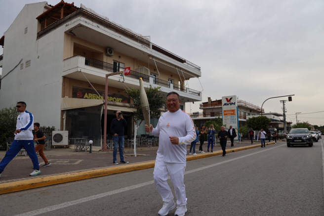 中華奧會主席林鴻道參與巴黎奧運聖火傳遞。（中華奧會提供）