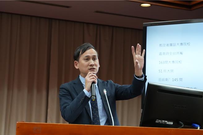 国民党立委叶元之今日出席立法院教育文化委员会，就「教改30年大学退场议题」议题，质询教育部长潘文忠。（叶元之提供）