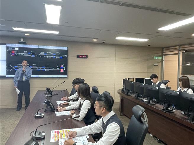 台湾高铁行控中心模拟4月3日花莲强震时应变SOP。（蔡亚桦摄）