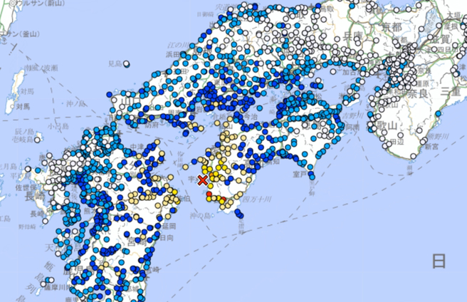 日本爱媛地震上修更强6.6  至少8人伤。（翻摄日本气象厅官网）
