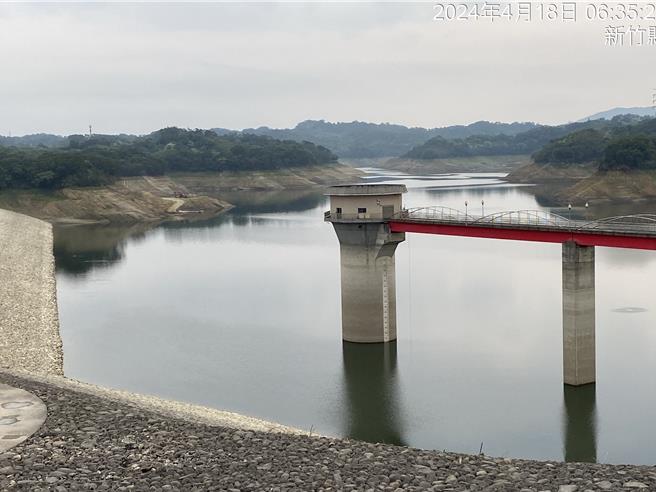 宝山水库18日蓄水量下探至22％，18日大雨后，水库水位预估将缓步回升。（北水分署提供／邱立雅竹县传真）