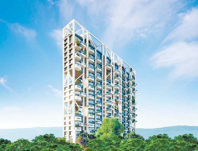 台中14期「大陸豐莚」，整棟建築綠覆率超過140％。示意圖／大陸建設提供