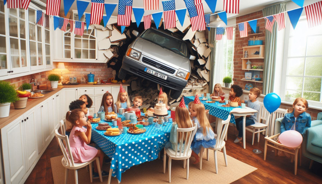 美国一群小朋友在俱乐部举办生日派对，遭66岁女驾驶该车撞进去，2小孩当场死亡。（示意图、与本案无关／AI生成）