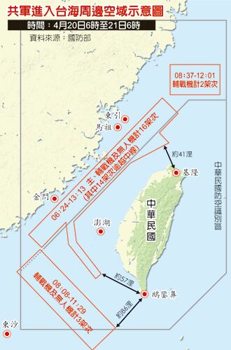 漢光兵推第2天 共機越中線距基隆41浬