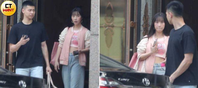 隔2天，陈昱瑞与Rina一起现身住家门口，分开时表情看得出离情依依。（图／本刊摄影组）