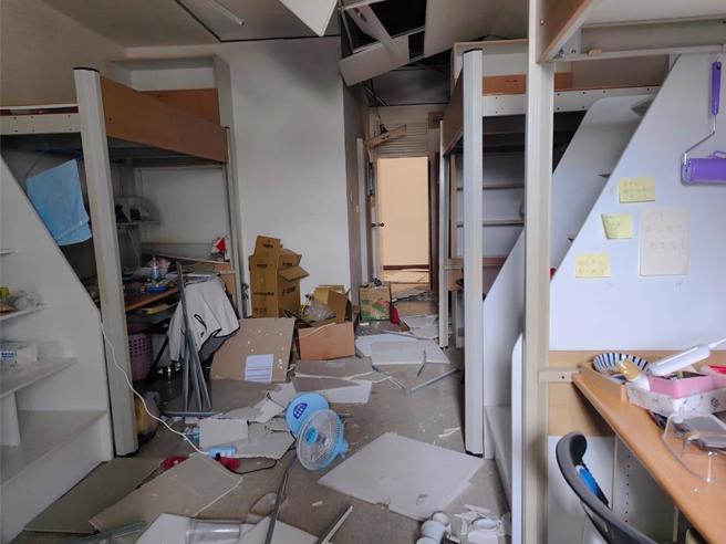 东华大学0403强震受灾严重，学校理工学院、学生宿舍都受受损。（东华大学提供）