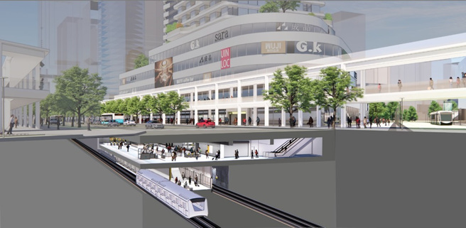 黃線Y15站捷運站及立體連通模擬圖。（高市府提供）