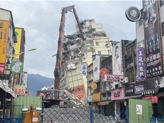 花蓮危樓持續進行拆除 上午餘震不斷幸未造成位移