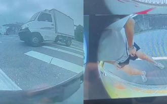 小黃馬路口險撞 貨車司機攔車「狂拉褲喊打」女乘客被嚇哭了