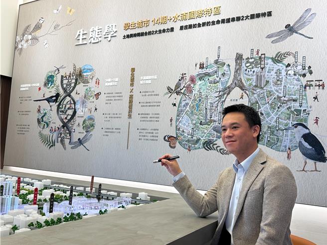 舜元建设开发部经理林龙文表示，目前在14期已布局5案，透过品牌会馆的设置深耕北台中。（林欣仪摄）