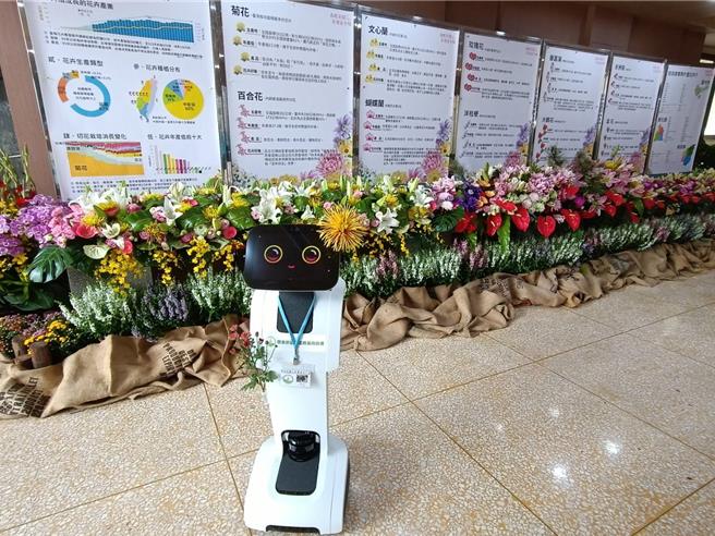 台中區農業改良場新成員機器人「曉卉」，將在農改場年度開放日首次亮相，為來訪的遊客詳細介紹花卉文化、產業及品種，帶領親子深入了解花卉相關知識。（葉靜美攝）