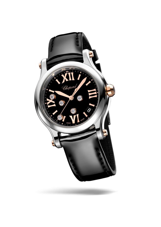 蕭邦在WW表展發表以Lucent Steel環保鋼材打造的Happy Sport腕表。（CHOPARD提供）