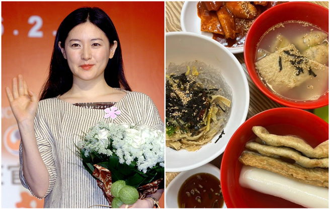 李英爱大啖平民小吃。（图／中时资料照；IG@leeyoungae0824）