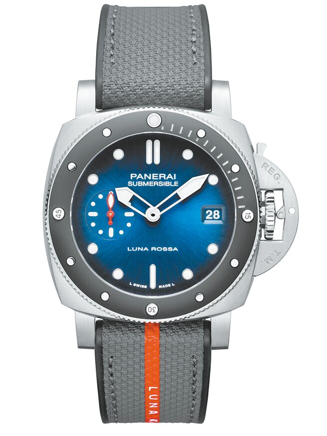 沛納海Submersible Luna Rossa PAM01565腕表，即起官網搶先上架，約34萬7000元。（Panerai提供）