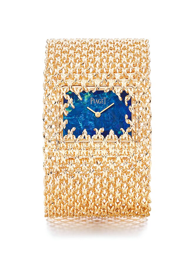 伯爵18K玫瑰金黑蛋白石手鐲表，难掩宝石闪耀之美。（PIAGET提供）