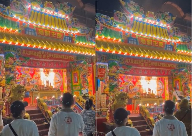 红坛内部突然起火燃烧，火势相当的大。（翻摄脸书靠北宗教）