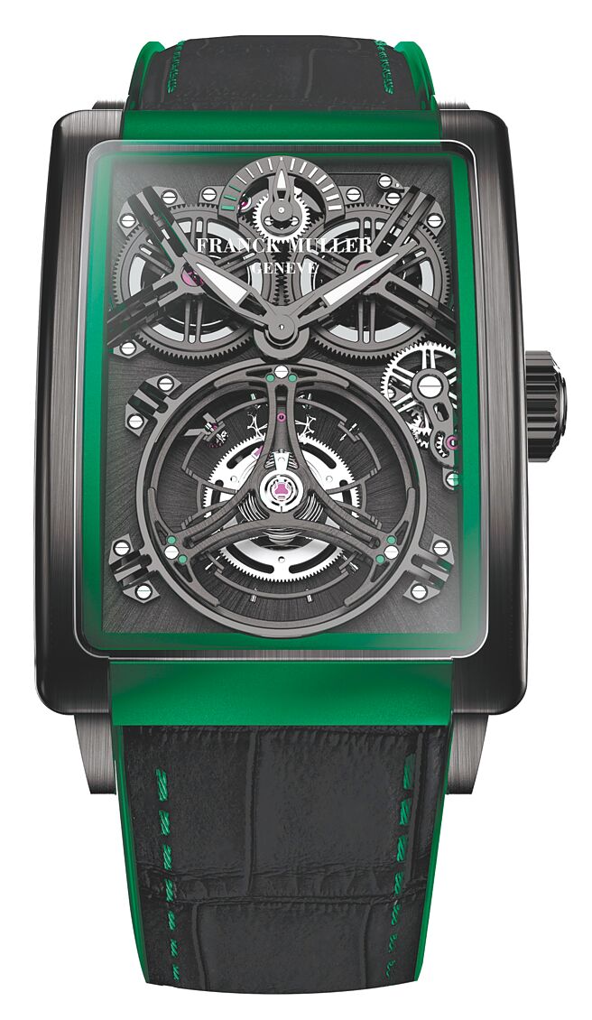 Franck Muller Long Island Evolution Giga Tourbillon鈦金屬腕表，747萬8000元，亞太限量8只。（Franck Muller提供）
