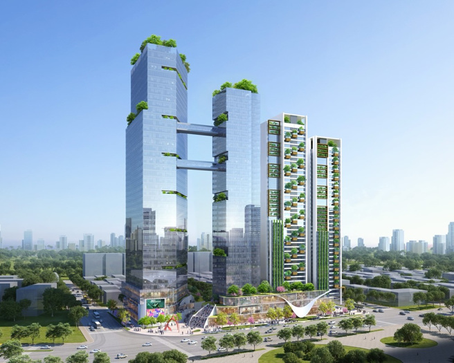 O10/Y18站联开案将打造高雄东区地标建物，可望创造超过350亿元的开发价值。图为3D模拟图。（高市府提供）