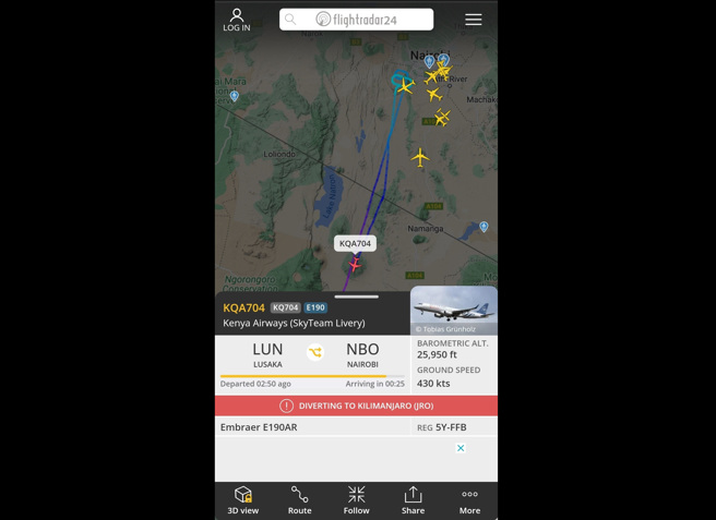 肯亚洪水造成冲到奈洛比国际机场，许多飞机无法降落，航空大乱。(图/X)