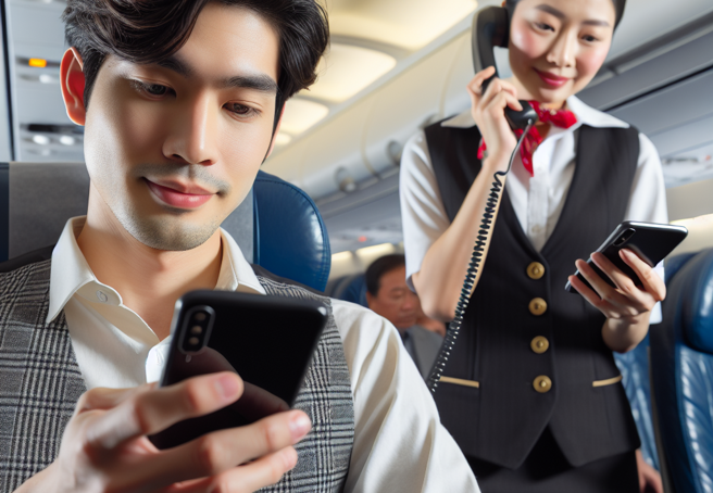 一名乘客拒絕打開手機飛航模式，導致航班延誤90分鐘起飛。（示意圖、與本案無關／AI生成）