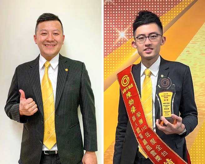 开幕不到90天，李易铮店长(图左)、陈劲儫店东(图右)就率店跨过1千万业绩大关。（永庆房产集团提供）