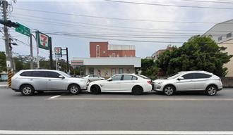 電影看太多？詐騙車手開BMW遭包夾 竟原地燒胎想逃