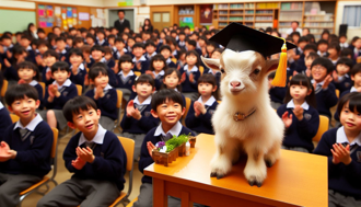 鹿兒島小學新生「竟是一隻羊」 入學賀禮是新鮮牧草