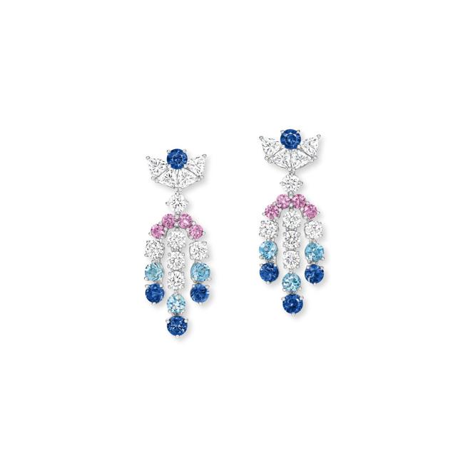 海瑞温斯顿 全新New York系列 Manhattan Adornment彩宝耳环。（Harry Winston提供）