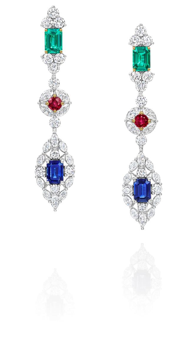 海瑞温斯顿 全新New York系列 City Light彩宝耳环。（Harry Winston提供）